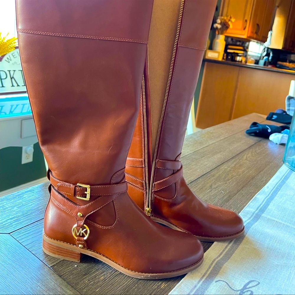Michael Kors Brand New Riding Boots. Brown with Gold Hardware. Never worn.